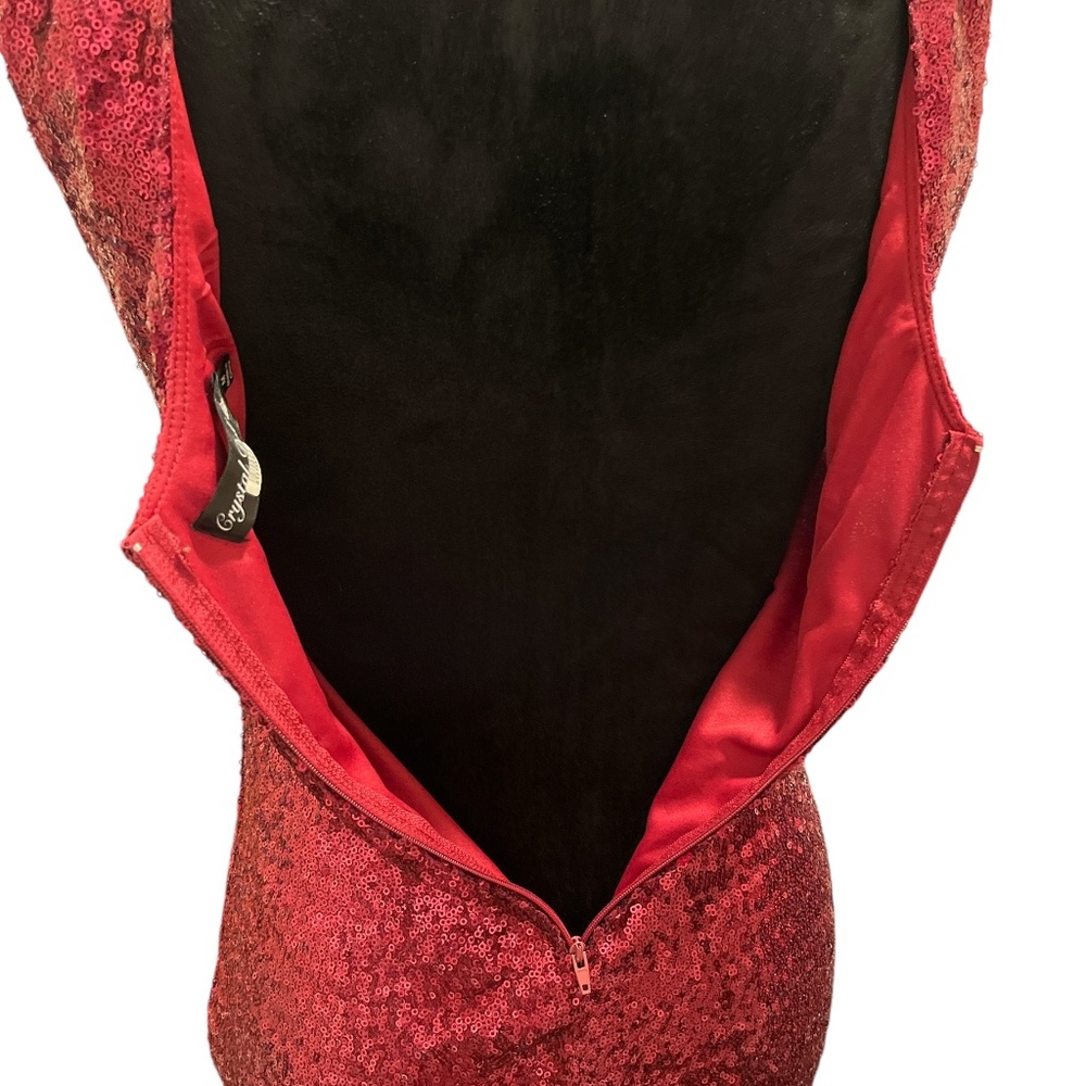 Crystal Doll Ruby Red Sequin Sleevless Mini Dress… - image 5